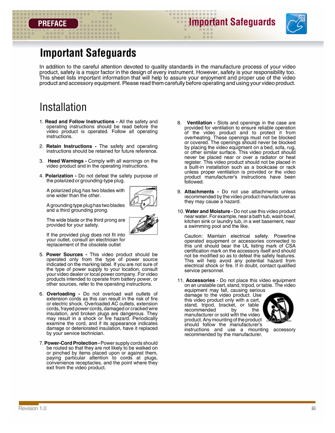 LOREX Technology DHU500 manual Important Safeguards, Installation 