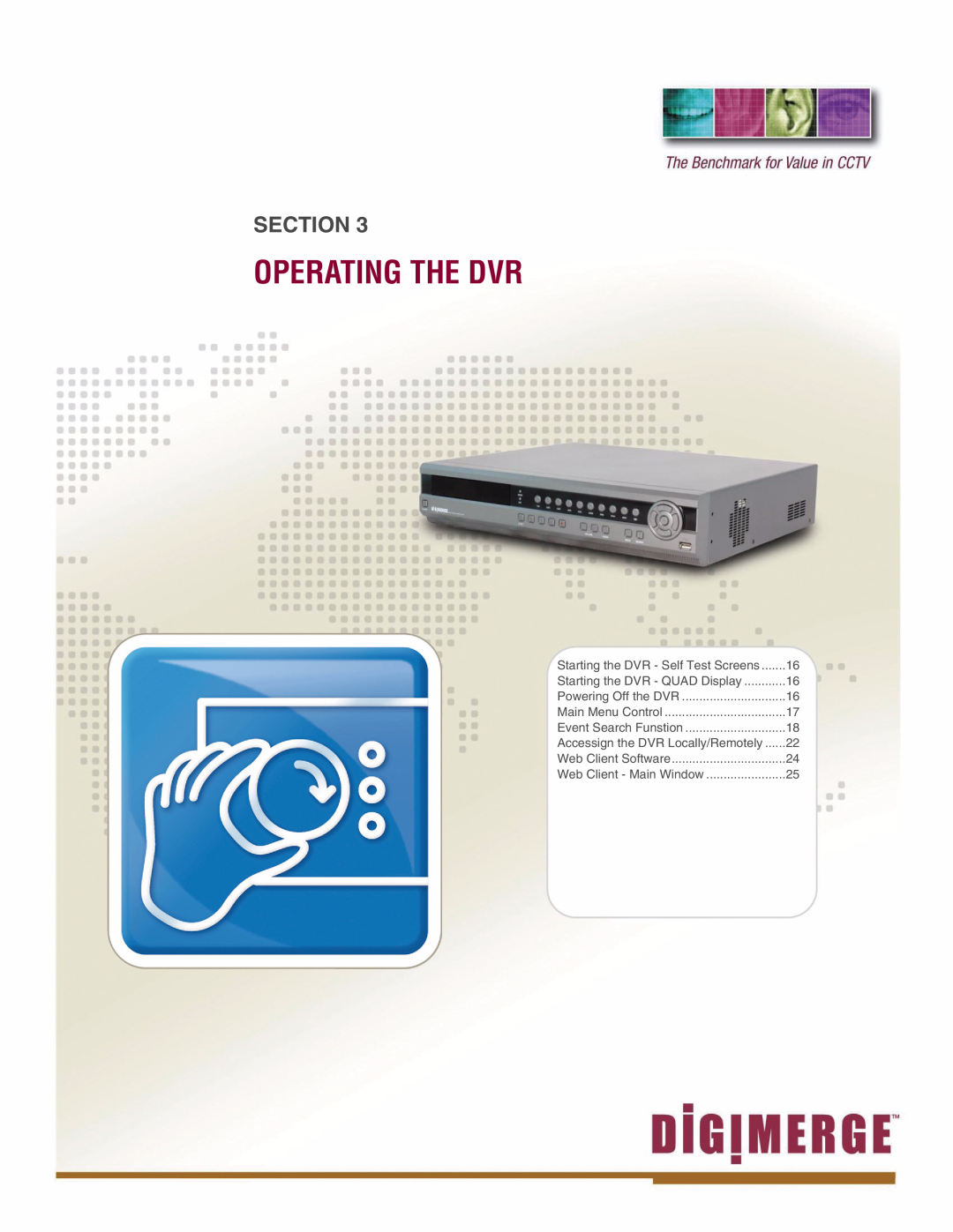 LOREX Technology DHU500 manual Operating The Dvr, Section, Main Menu Control, Starting the DVR - Self Test Screens 