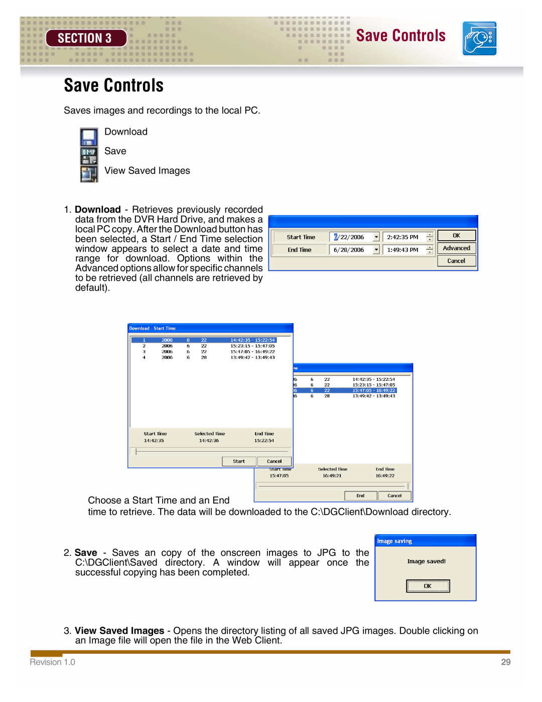 LOREX Technology DHU500 manual Save Controls, Section 