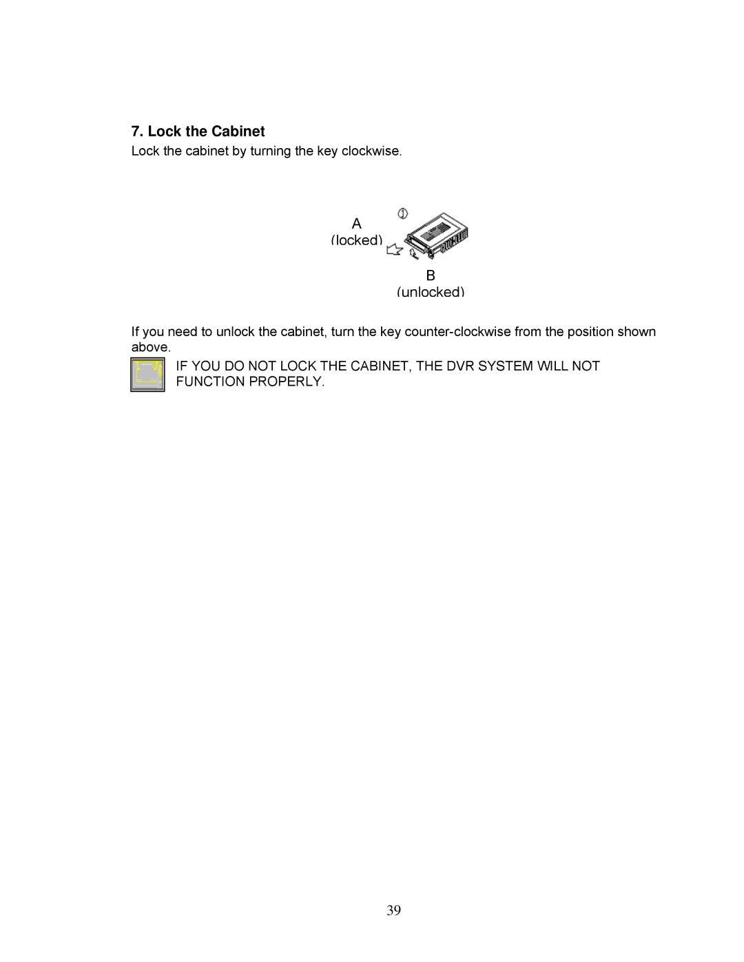 LOREX Technology DXR43000 Series instruction manual Lock the Cabinet 