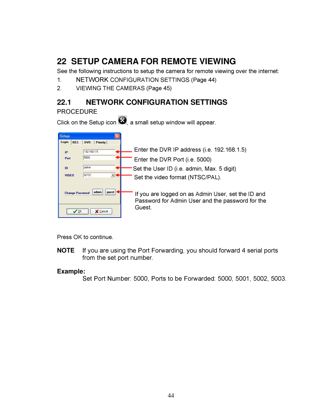 LOREX Technology DXR43000 Series instruction manual Setup Camera for Remote Viewing, Network Configuration Settings 