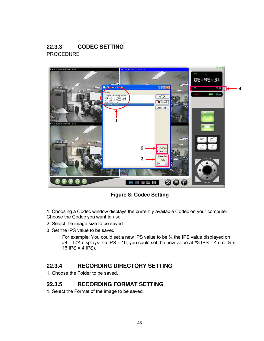 LOREX Technology DXR43000 Series instruction manual Codec Setting, Recording Directory Setting, Recording Format Setting 