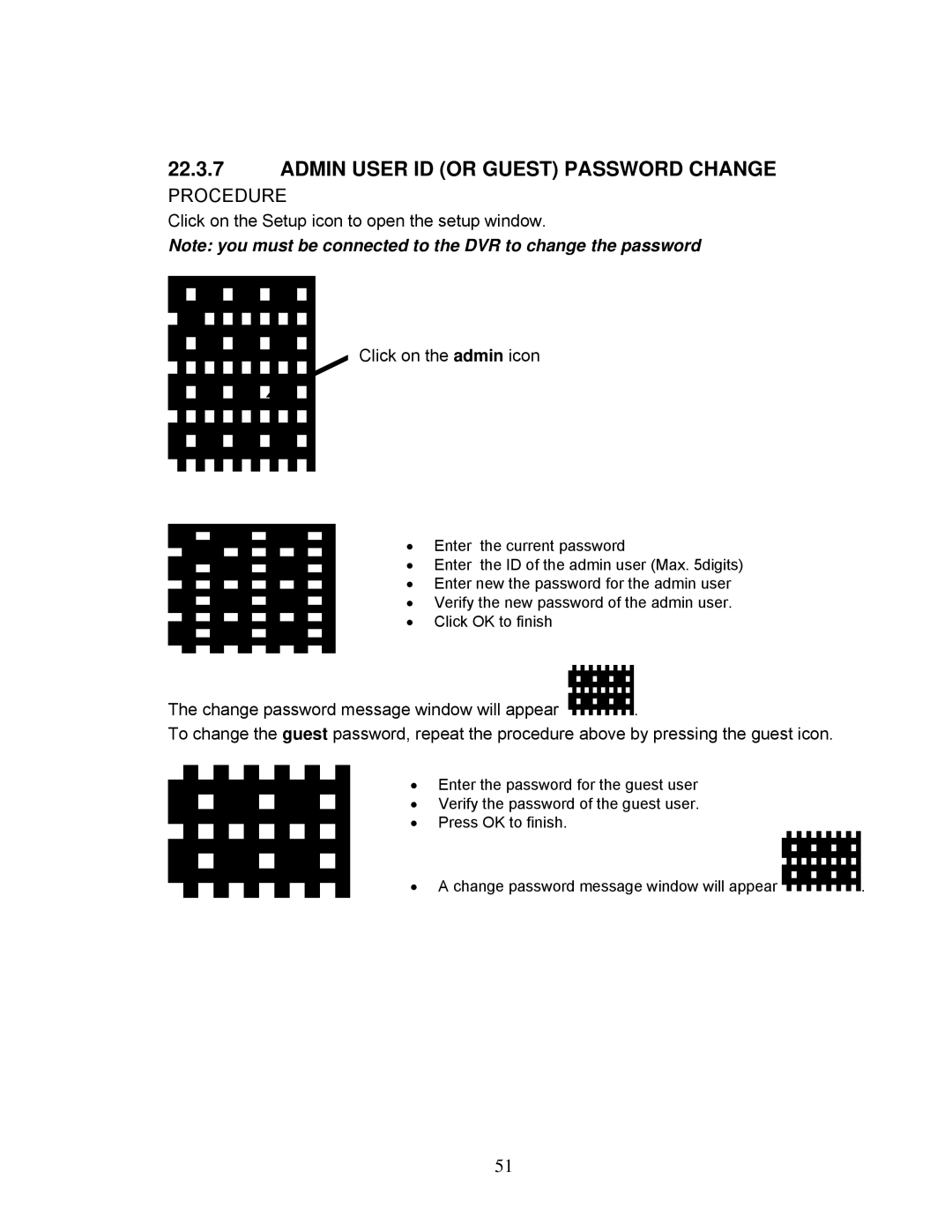 LOREX Technology DXR43000 Series instruction manual Admin User ID or Guest Password Change 