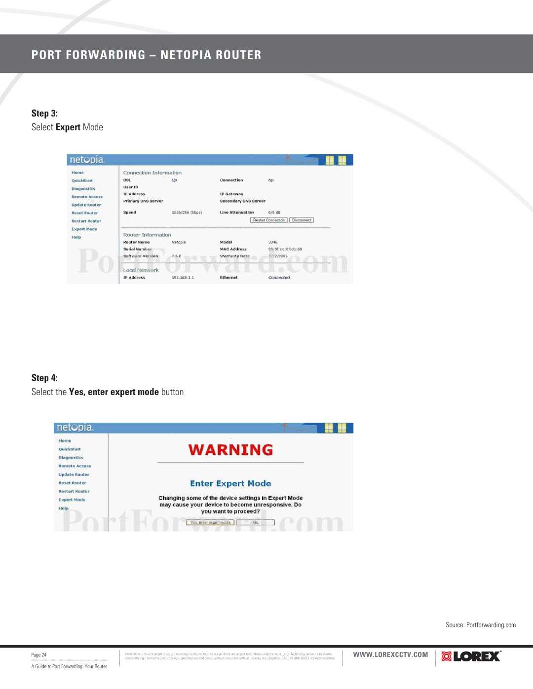 LOREX Technology F5D8230-4 manual Select Expert Mode, Step Select the Yes, enter expert mode button 