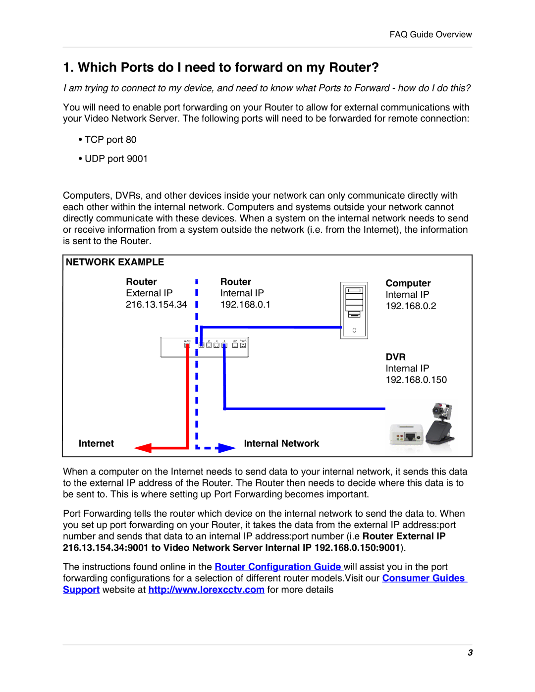 LOREX Technology IPSC2260, IPSC2230 manual Which Ports do I need to forward on my Router?, Network Example 