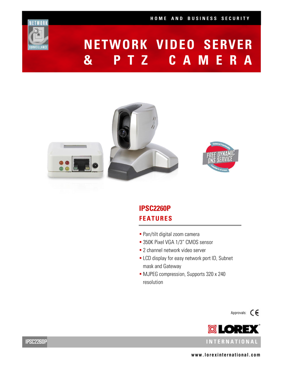 LOREX Technology IPSC2260P manual Network Video Server, Z C a M E R a, A T U R E S 