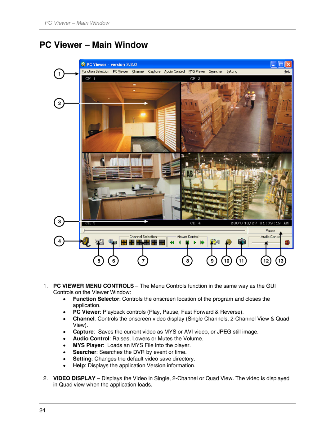 LOREX Technology L104V Series instruction manual PC Viewer Main Window 