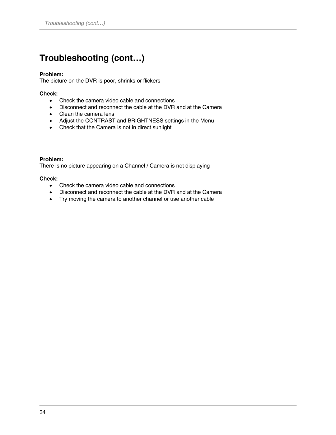 LOREX Technology L104V Series instruction manual Troubleshooting cont… 