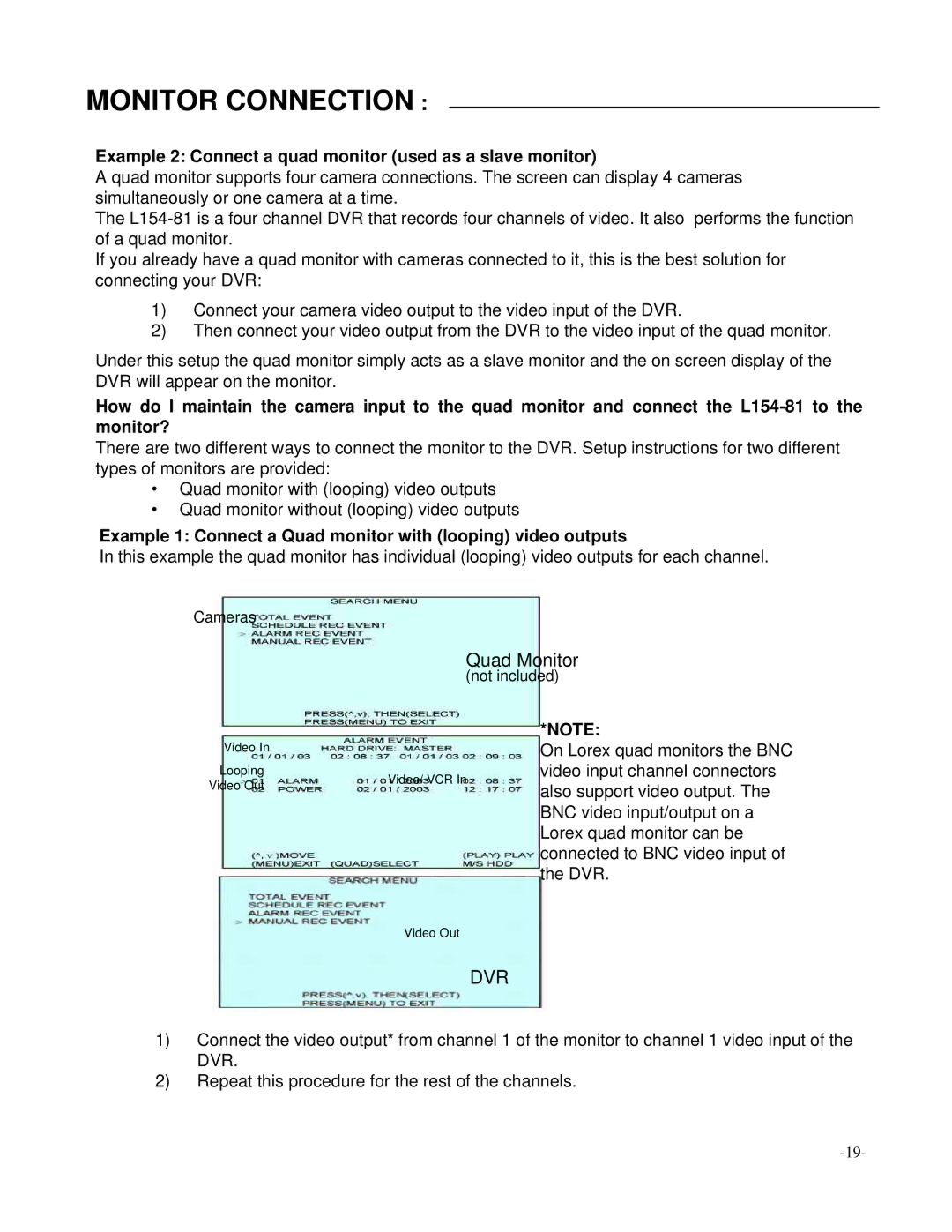 LOREX Technology L154-81 instruction manual Dvr 