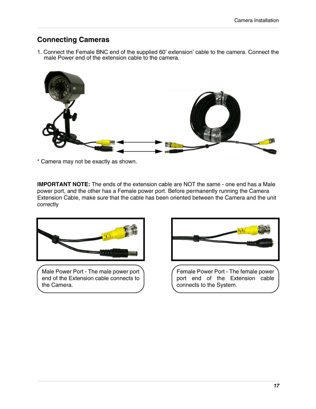 LOREX Technology L15D400 instruction manual Connecting Cameras 