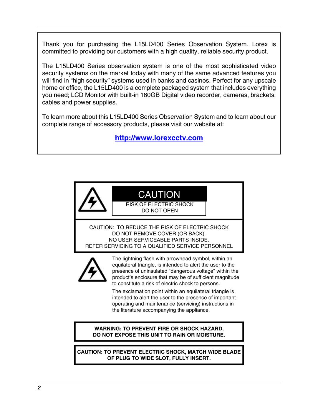 LOREX Technology L15D400 instruction manual 