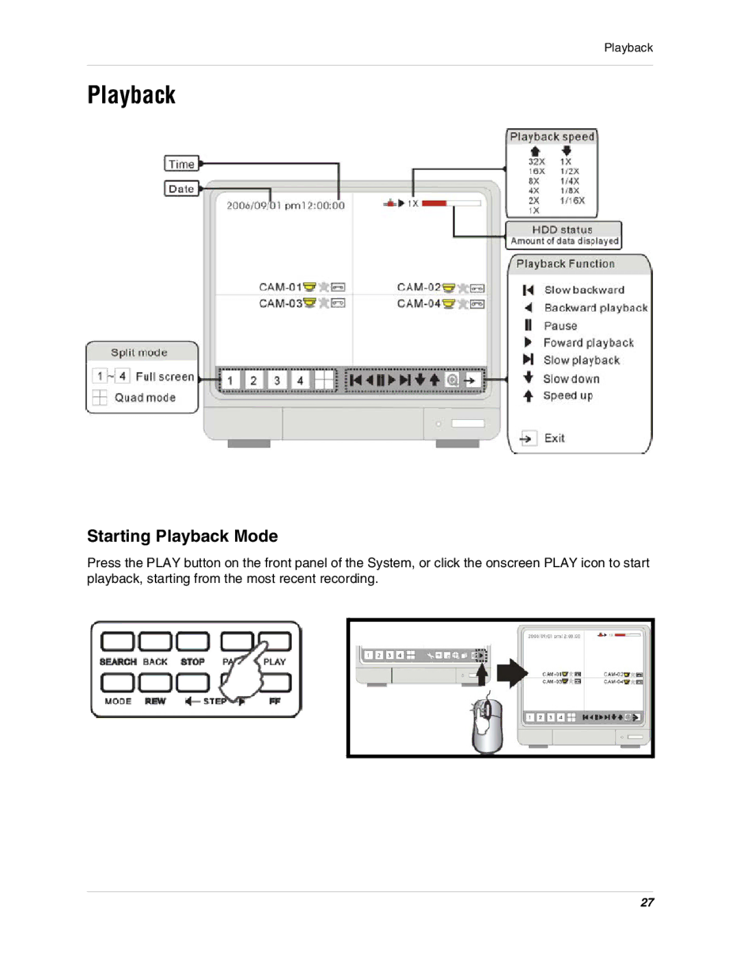 LOREX Technology L15D400 instruction manual Starting Playback Mode 