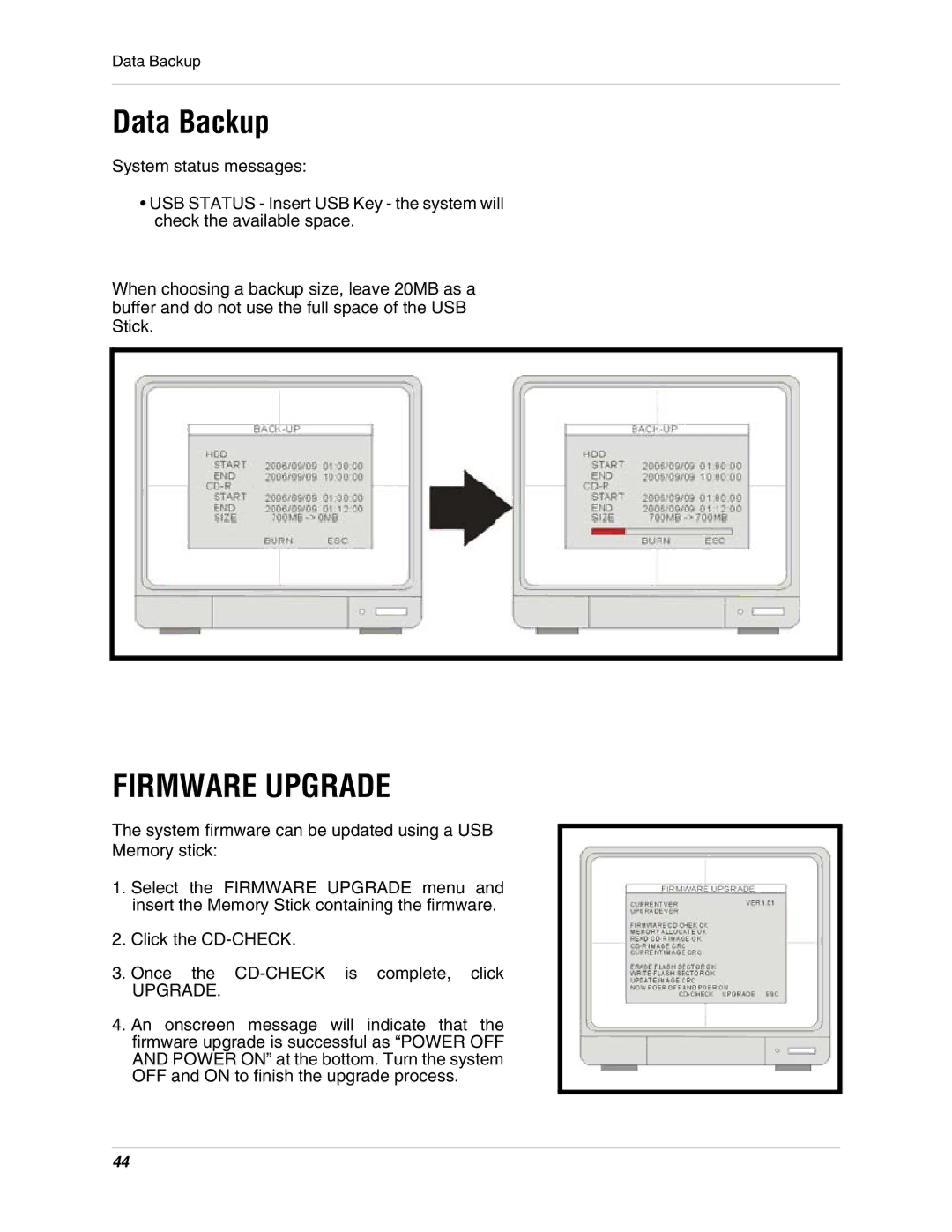 LOREX Technology L15D400 instruction manual Data Backup, Firmware Upgrade 