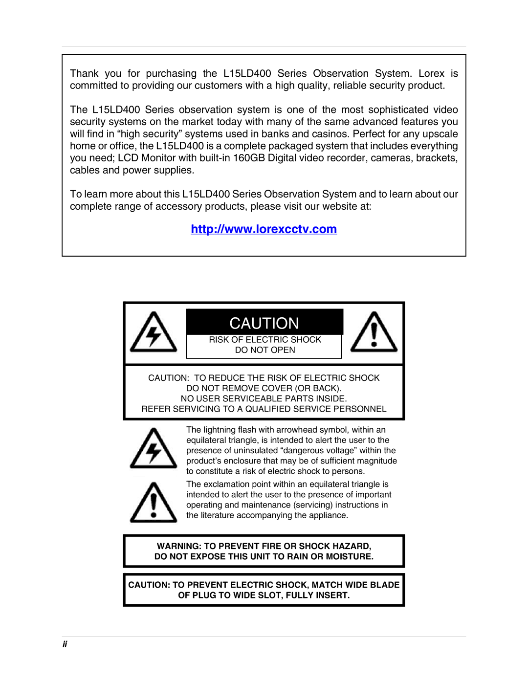 LOREX Technology L15LD400 instruction manual 