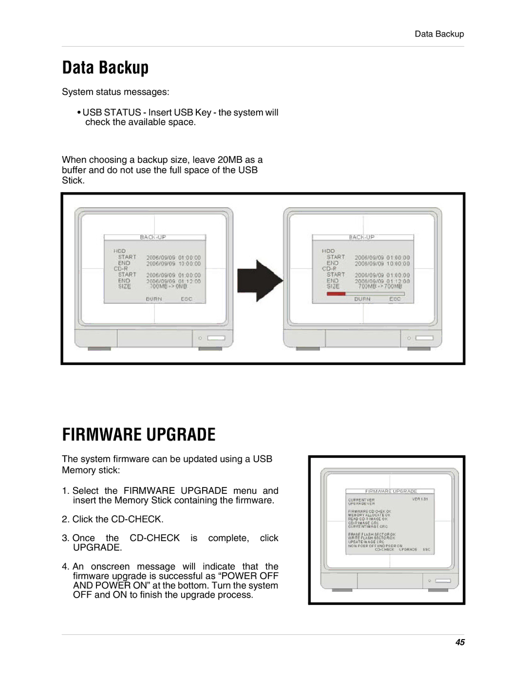 LOREX Technology L15LD400 instruction manual Data Backup, Firmware Upgrade 