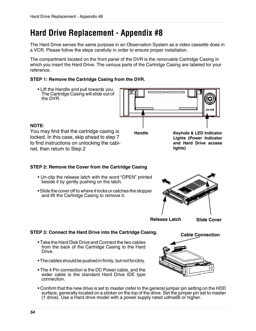 LOREX Technology L15LD400 instruction manual Hard Drive Replacement Appendix #8 