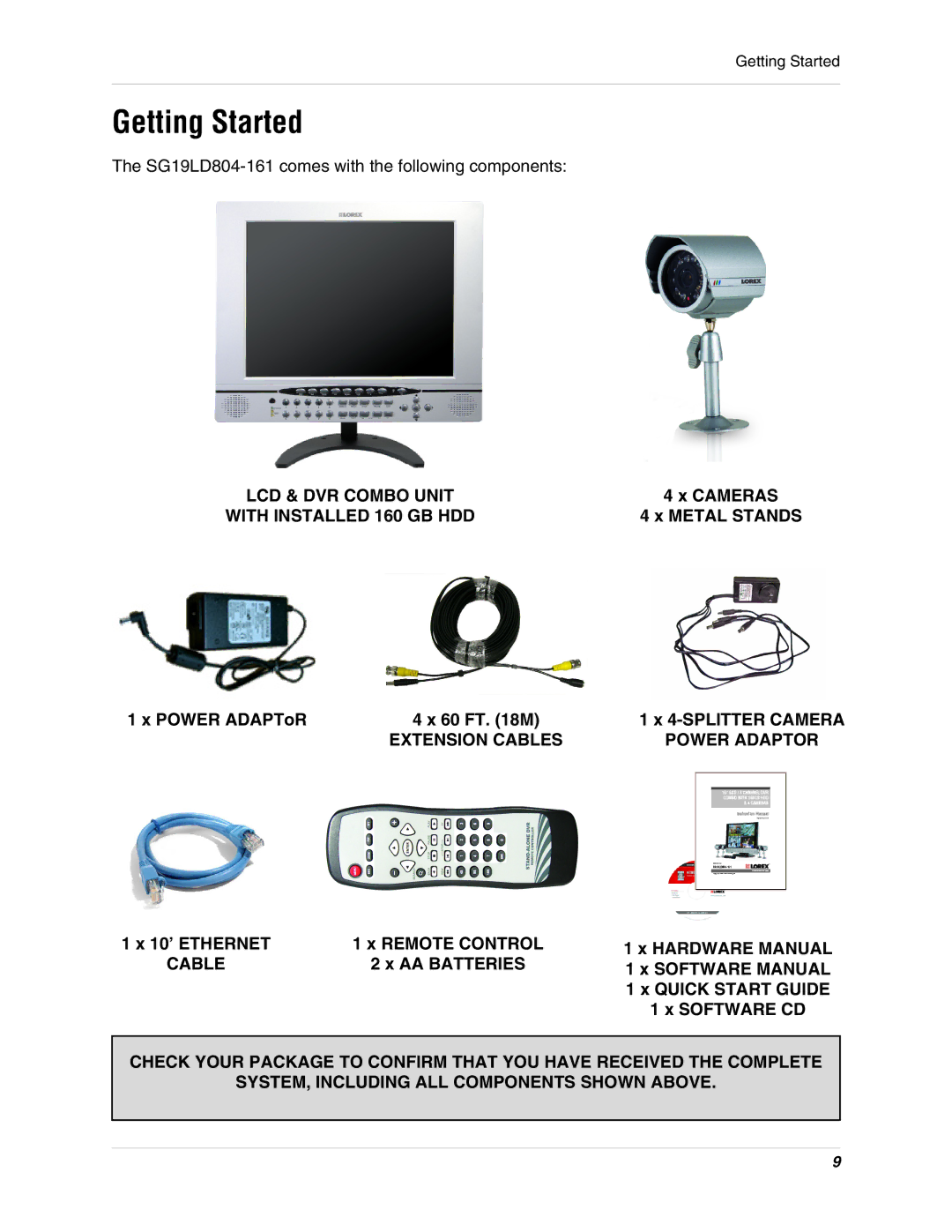 LOREX Technology L15LD400 instruction manual Getting Started, Power Adaptor, Cable 