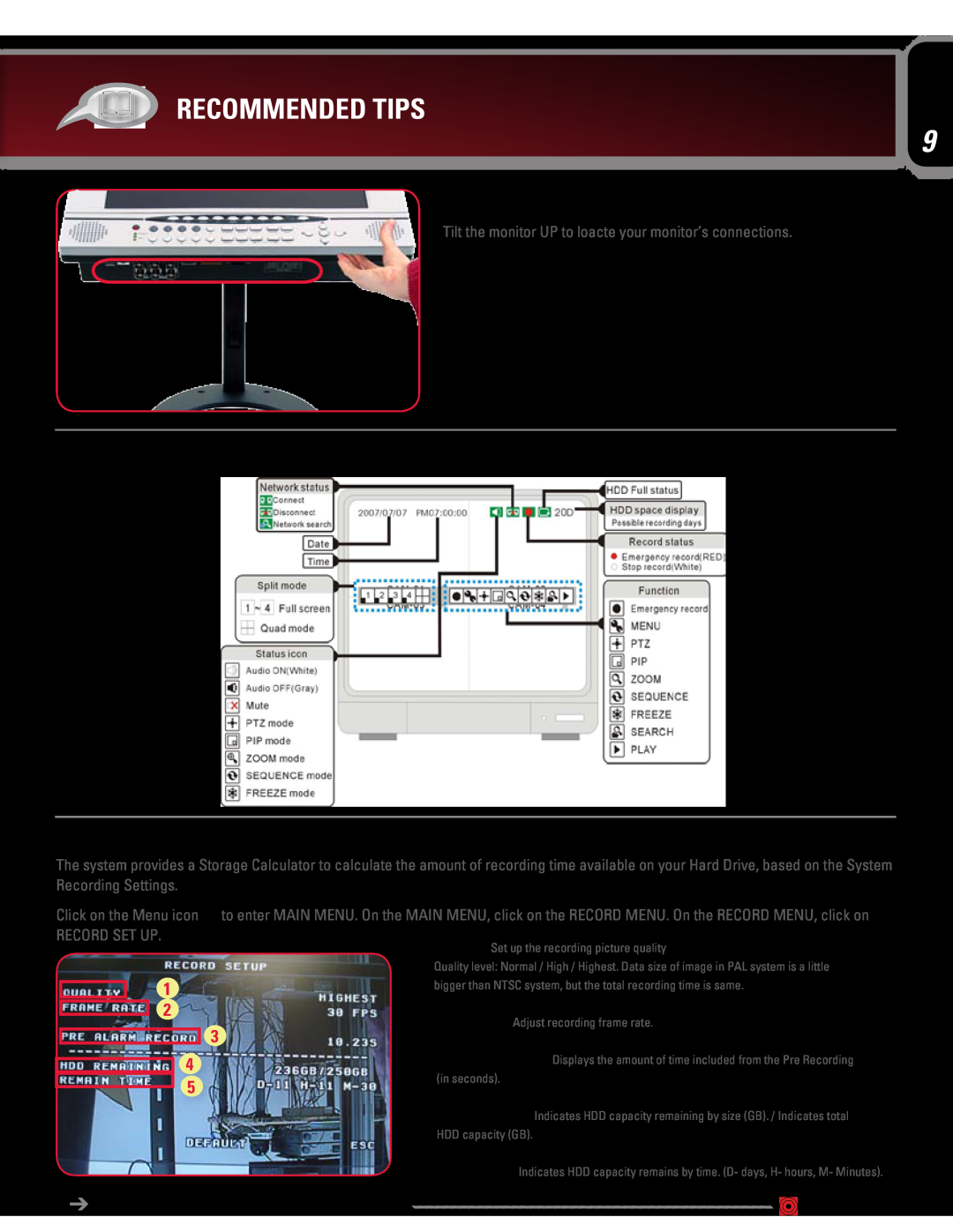 LOREX Technology LD17LD420, L15LD420 recommended tips, Locate Monitor Connections, Display Configuration / Function Icons 