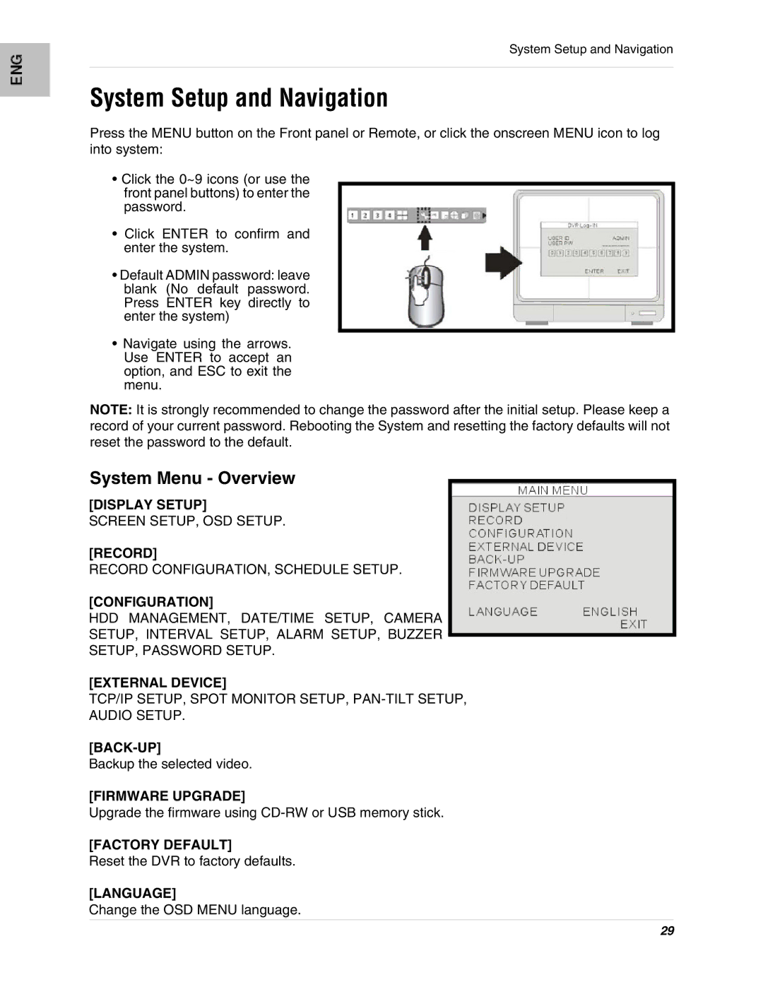 LOREX Technology L17LD420 Series, L15LD420 Series instruction manual System Setup and Navigation, System Menu Overview 