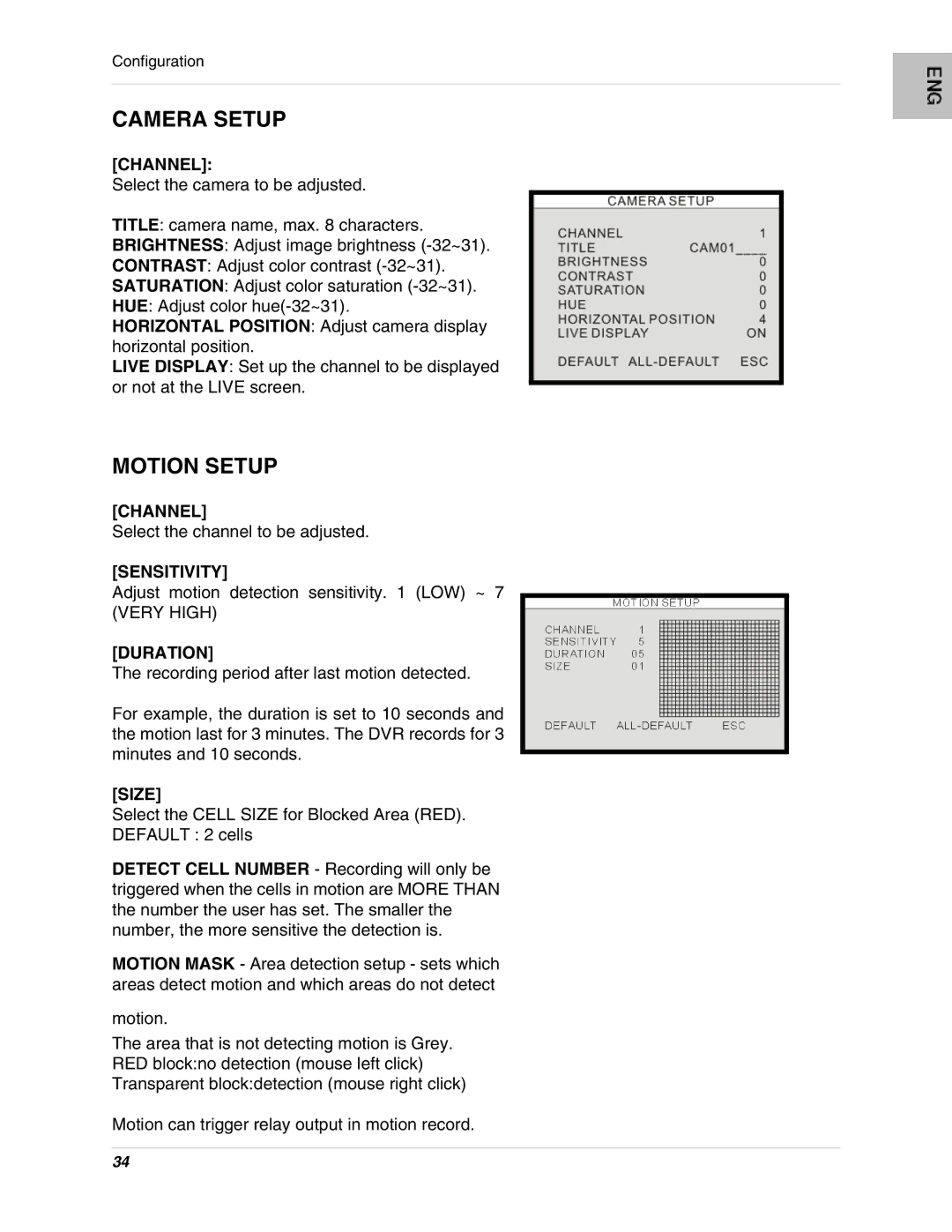 LOREX Technology L15LD420 Series, L17LD420 Series instruction manual Camera Setup, Motion Setup 