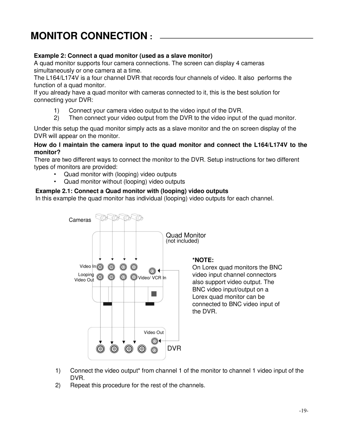 LOREX Technology L164, L174V instruction manual Dvr 