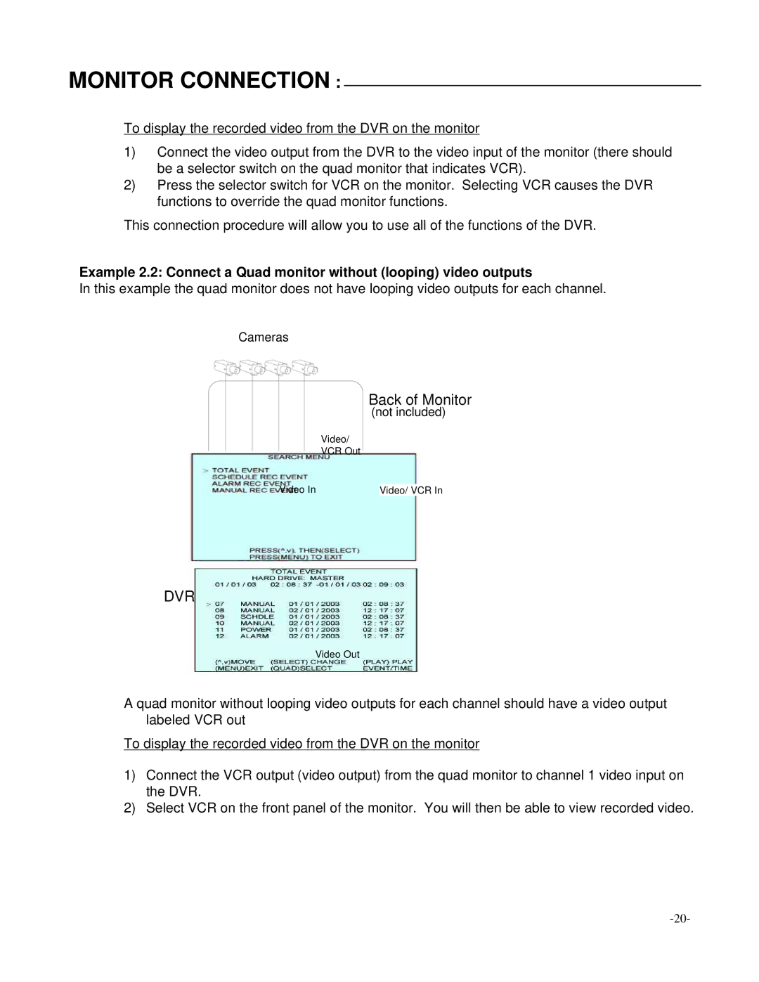 LOREX Technology L174V, L164 instruction manual Video VCR Out Video/ VCR 