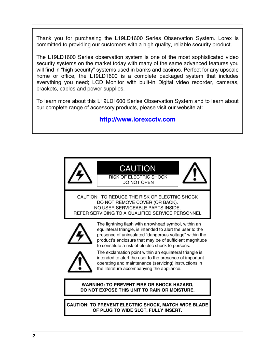 LOREX Technology L19lD1616501 instruction manual 