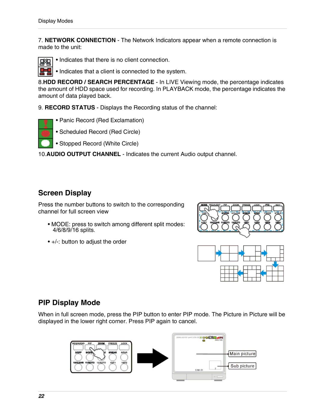 LOREX Technology L19lD1616501 instruction manual Screen Display, PIP Display Mode 