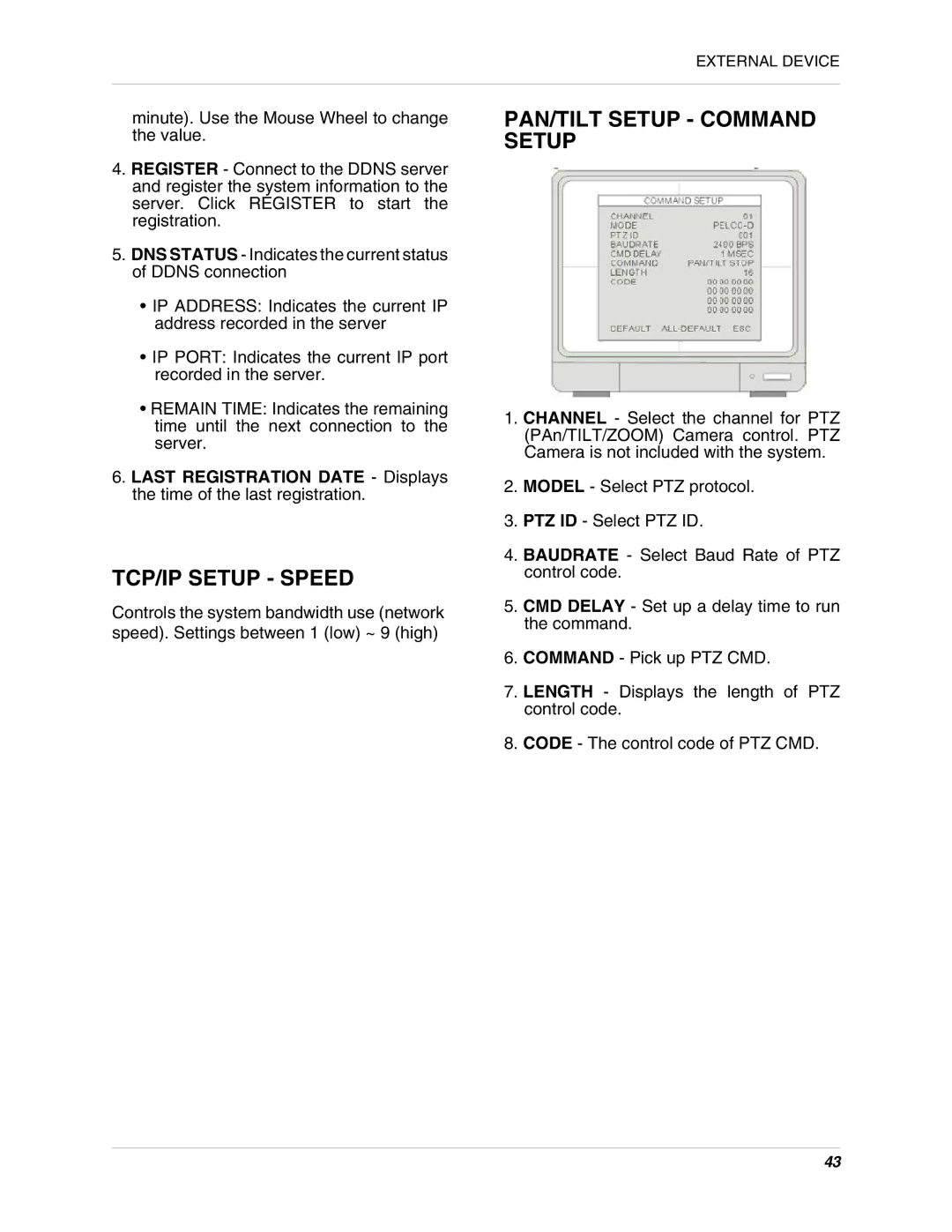 LOREX Technology L19lD1616501 instruction manual TCP/IP Setup Speed 