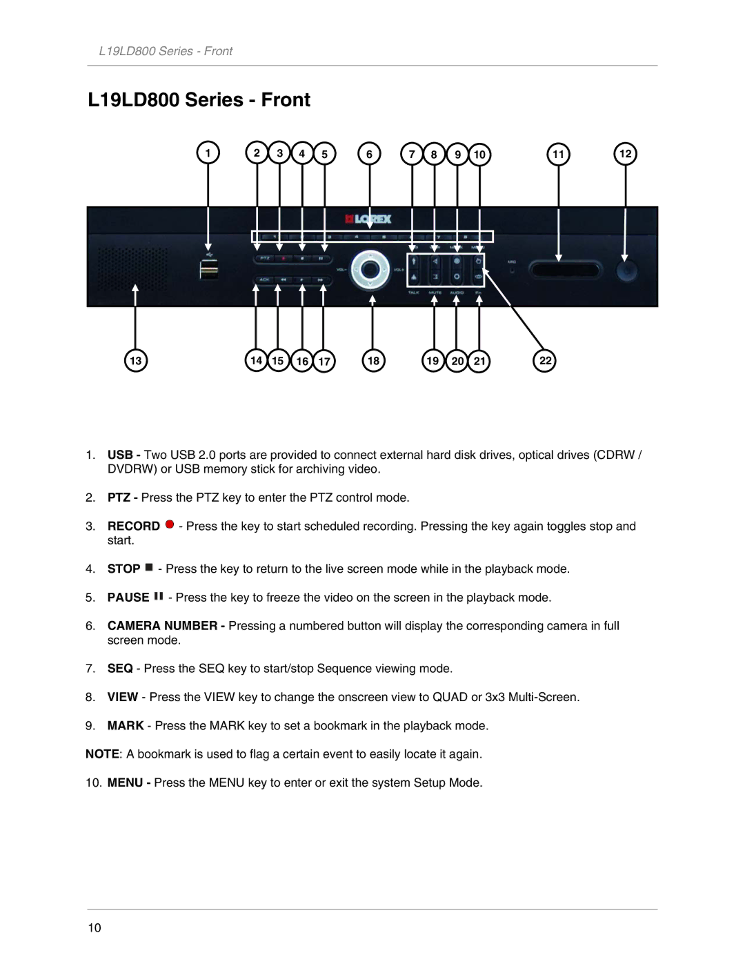 LOREX Technology L19LD800-Series instruction manual L19LD800 Series Front 