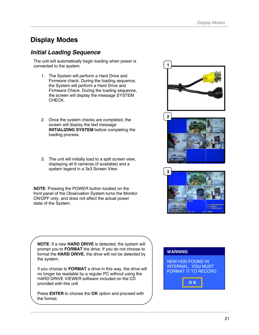 LOREX Technology L19LD800-Series instruction manual Display Modes, Initial Loading Sequence 