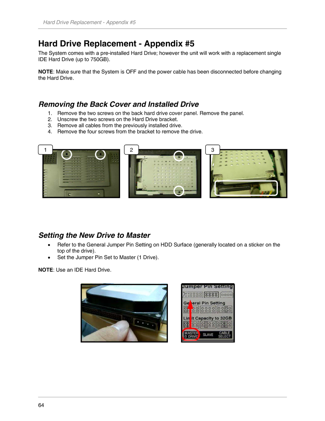 LOREX Technology L19LD800-Series Hard Drive Replacement Appendix #5, Removing the Back Cover and Installed Drive 