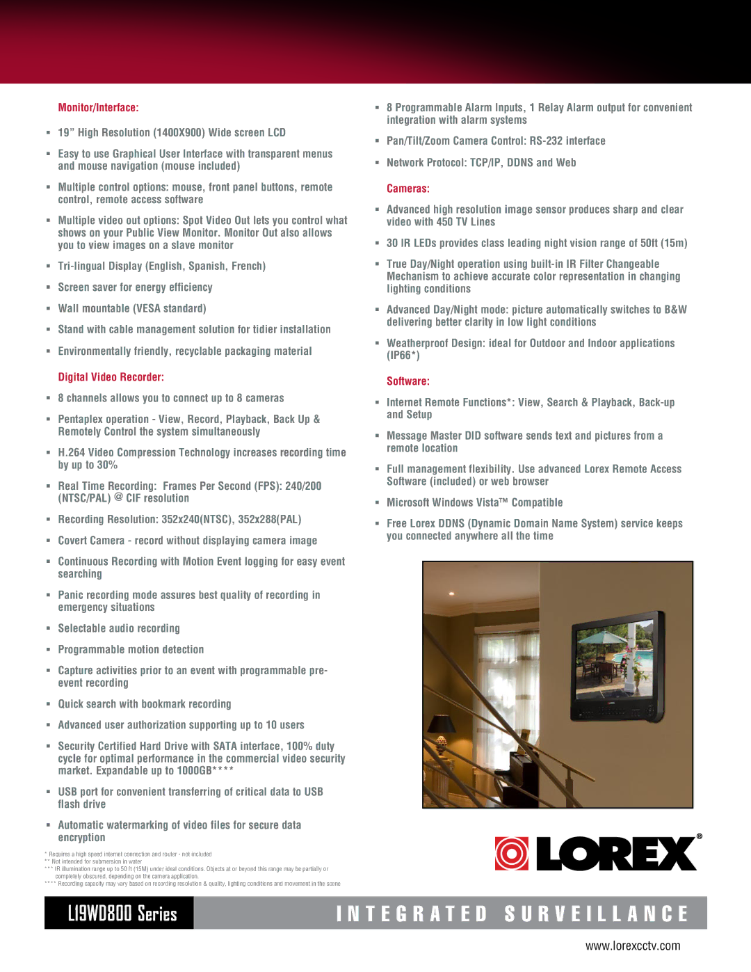 LOREX Technology L19WD800 quick start Monitor/Interface 