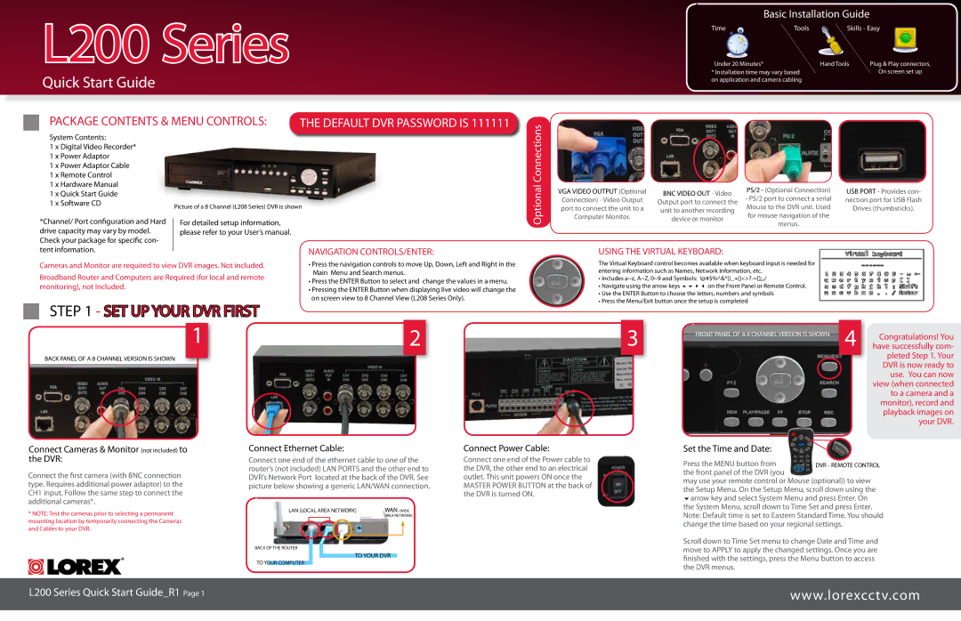 LOREX Technology L200 SERIES quick start Basic Installation Guide, Optional Connections, L200 Series Quick Start GuideR1 