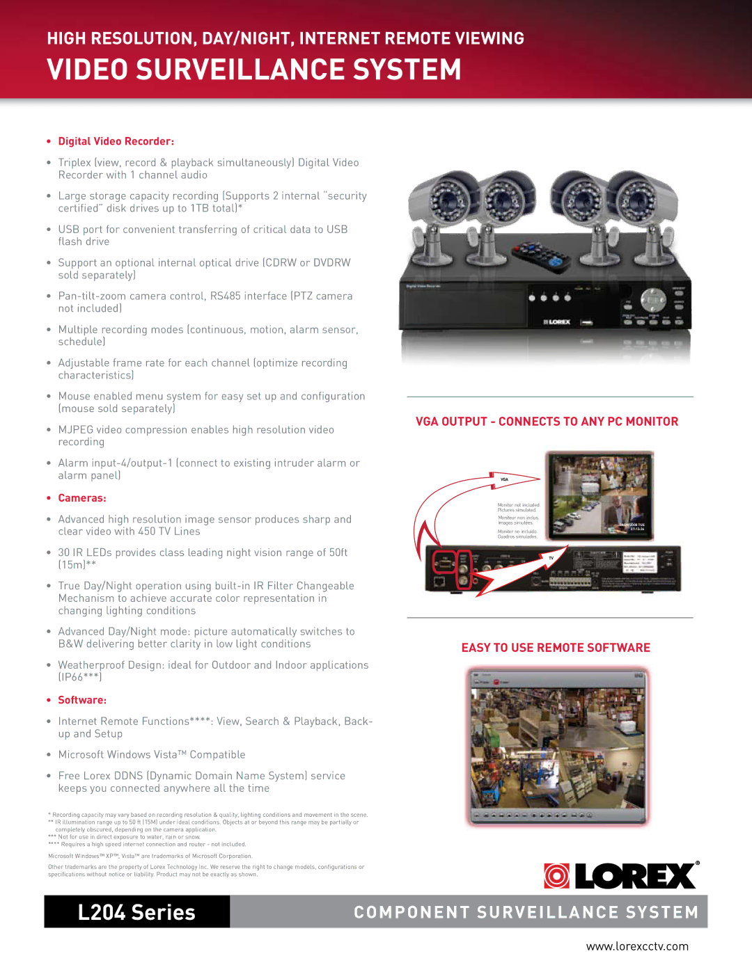 LOREX Technology L204251C4F quick start Digital Video Recorder, Cameras, Software 