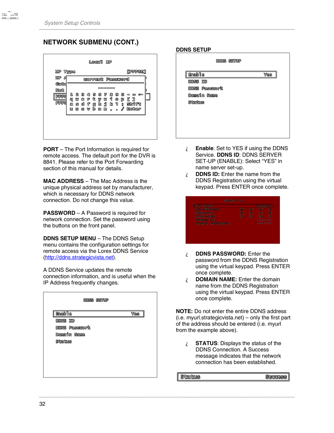 LOREX Technology L208, L204 instruction manual Ddns Setup 