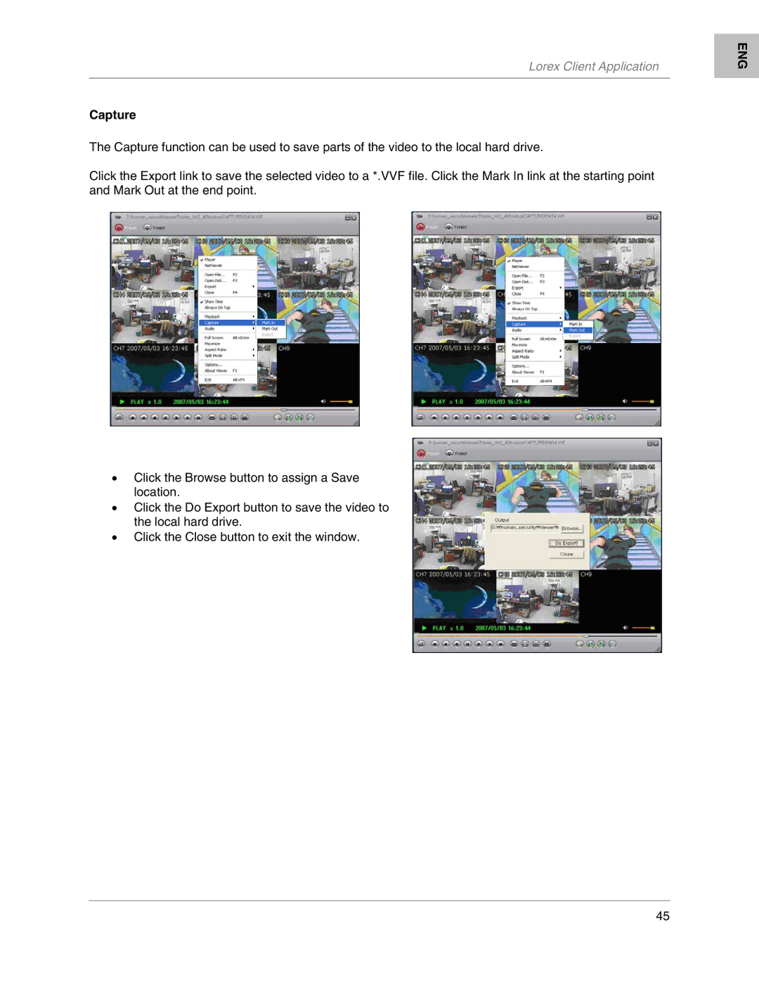 LOREX Technology L204, L208 instruction manual Capture 