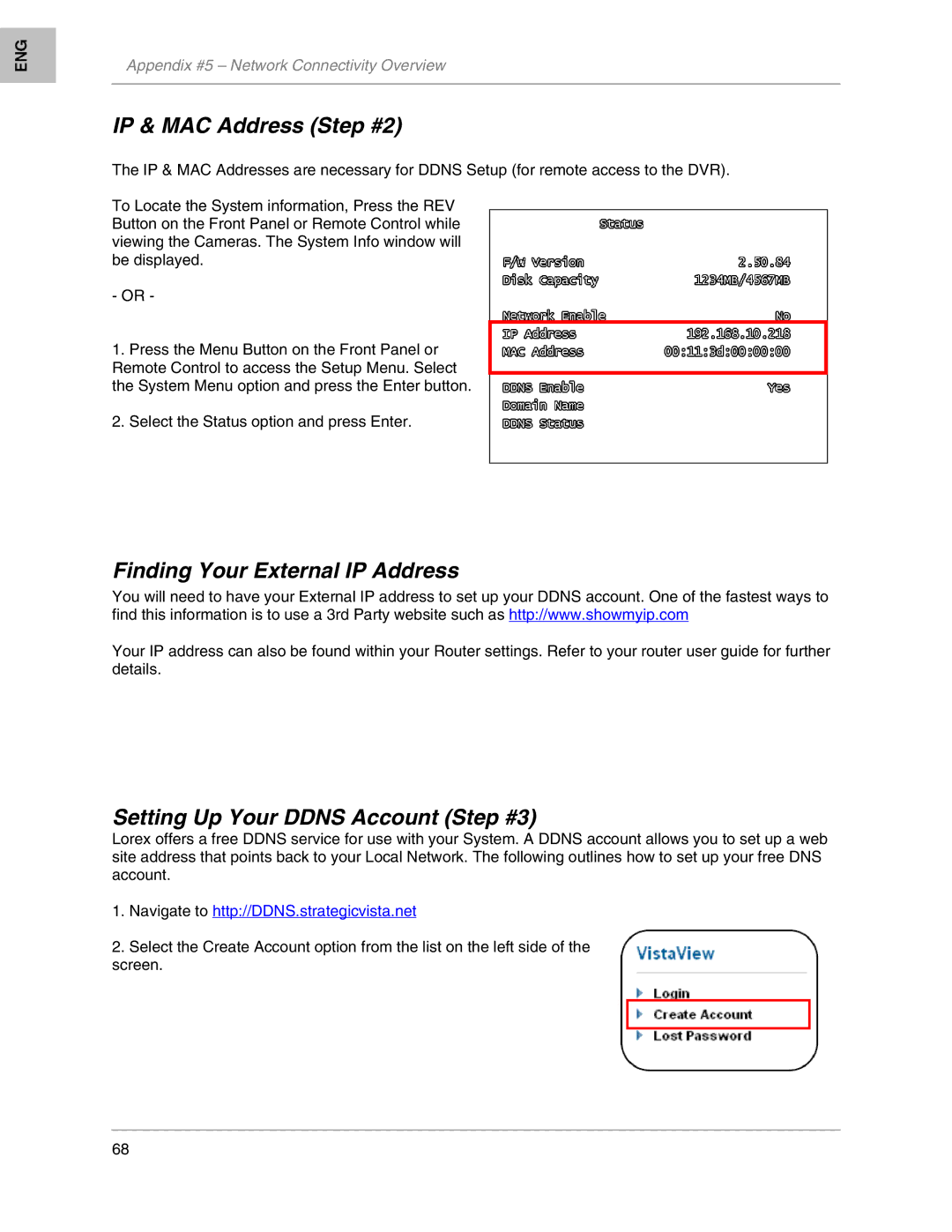 LOREX Technology L208 IP & MAC Address Step #2, Finding Your External IP Address, Setting Up Your Ddns Account Step #3 