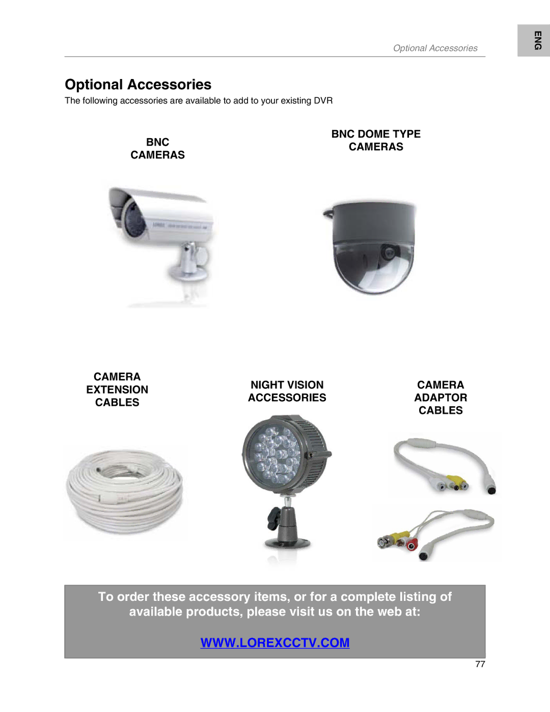 LOREX Technology L204, L208 Optional Accessories, BNC Dome Type Bnccameras Cameras, Camera Night Vision, Adaptor 