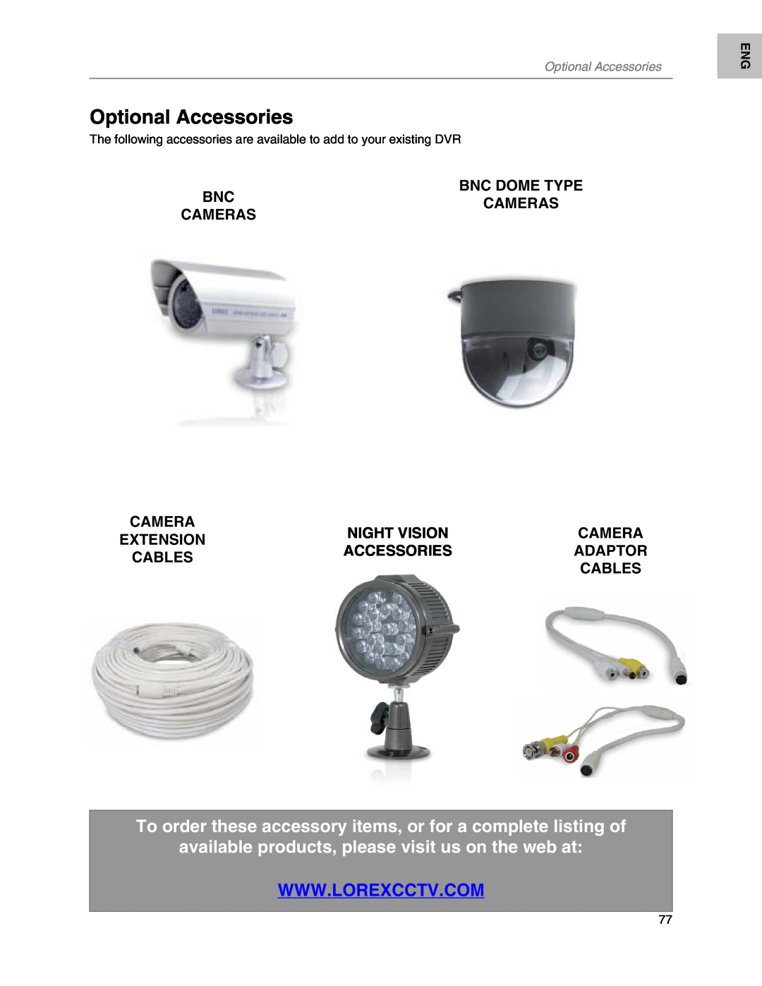 LOREX Technology L204 Optional Accessories, Bnc Dome Type Bnccameras Cameras, Night Vision, Adaptor, Extension, Cables 