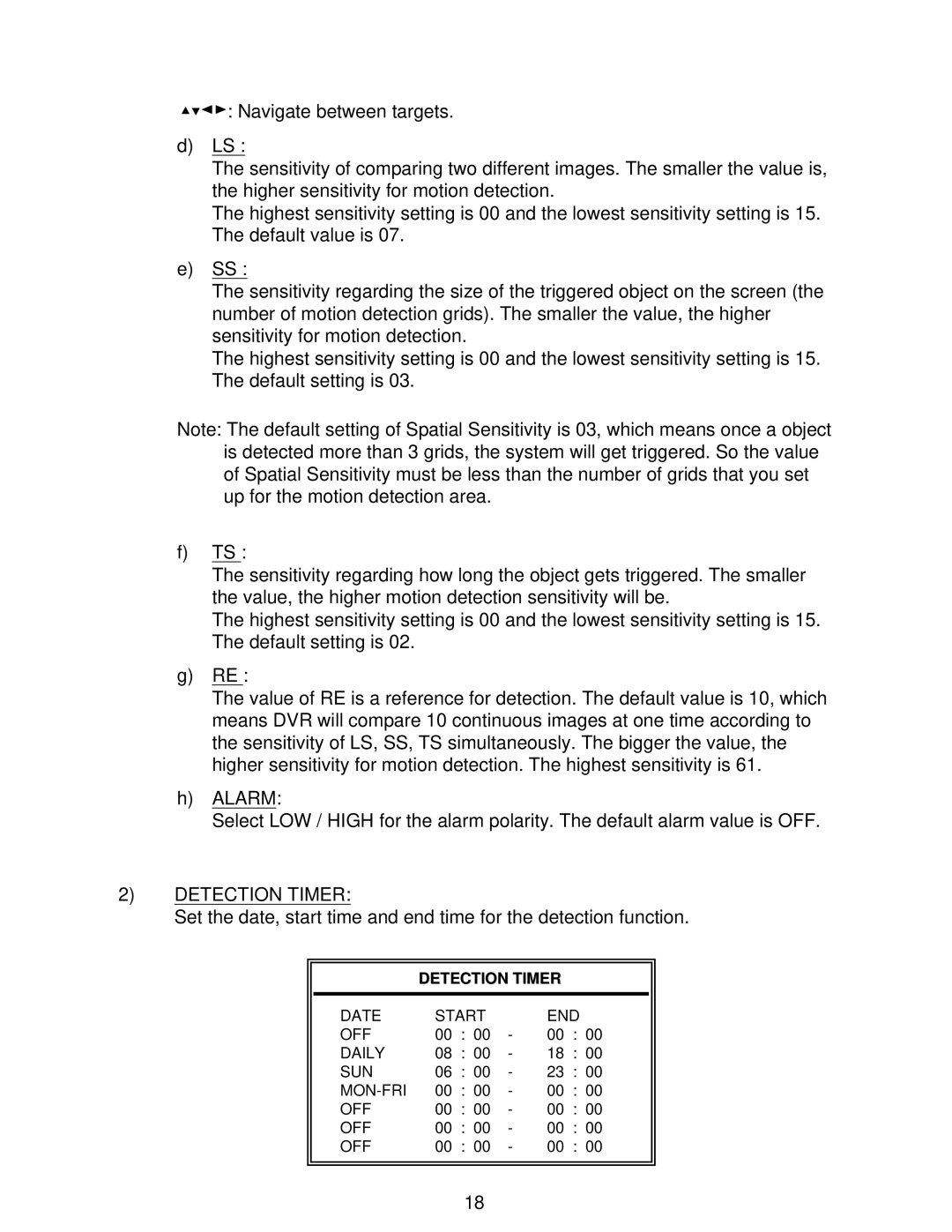 LOREX Technology L224 Series instruction manual Detection Timer 