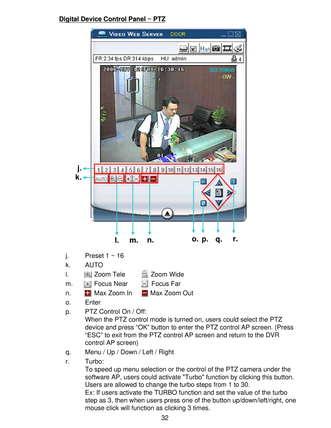 LOREX Technology L224 Series instruction manual Q. r, Digital Device Control Panel ~ PTZ 