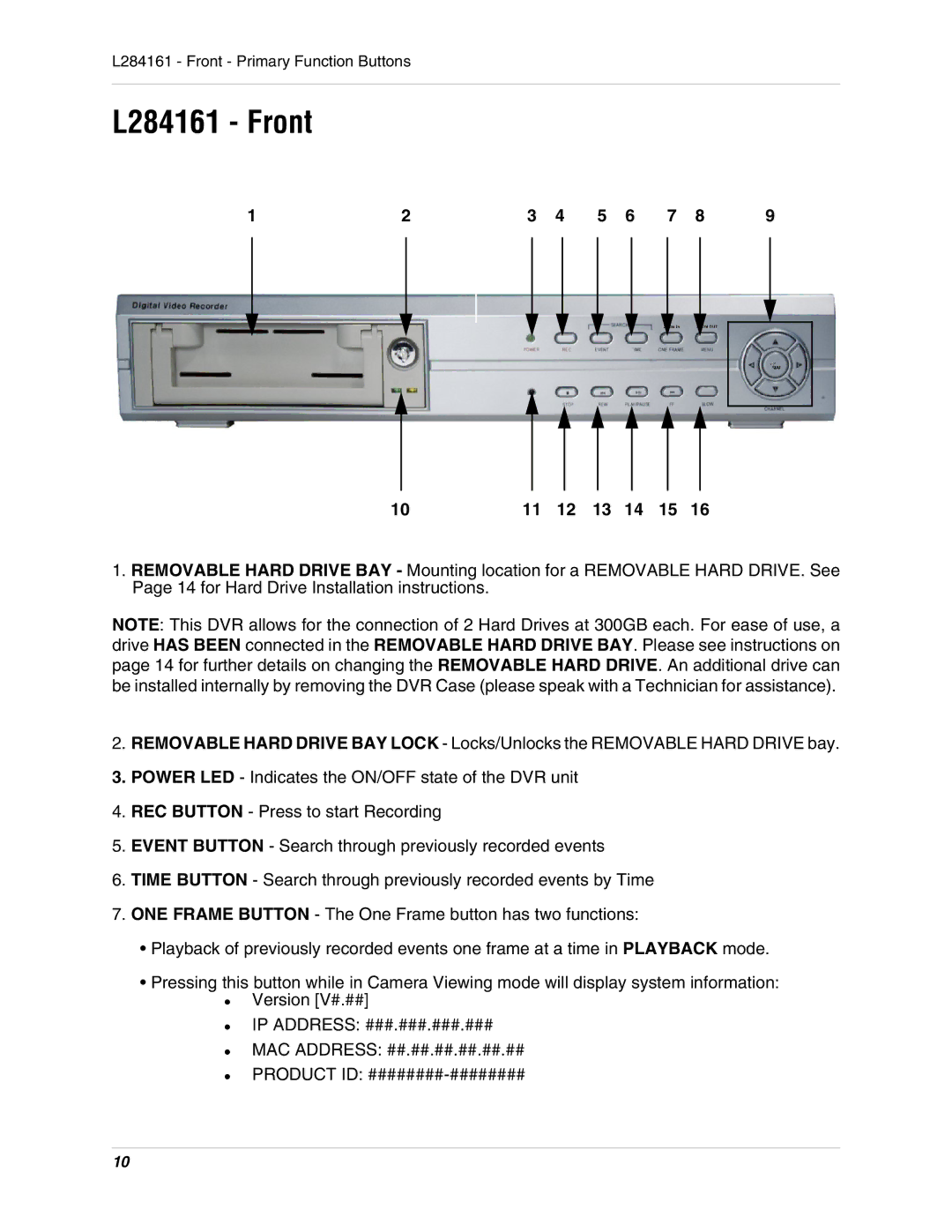 LOREX Technology instruction manual L284161 Front 