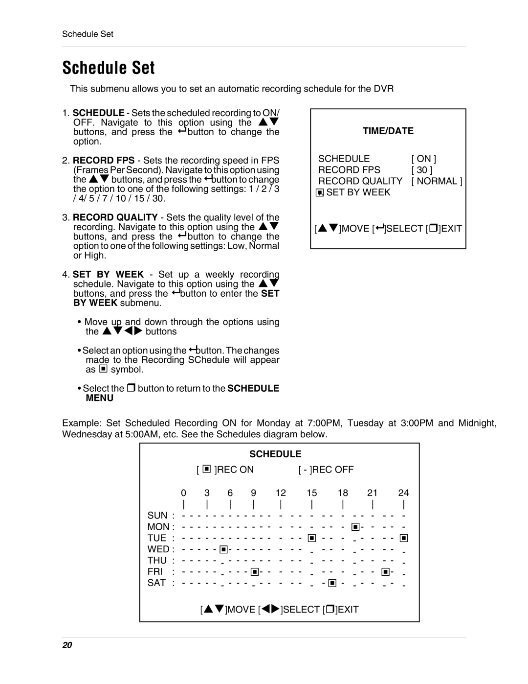 LOREX Technology L284161 instruction manual Schedule Set 