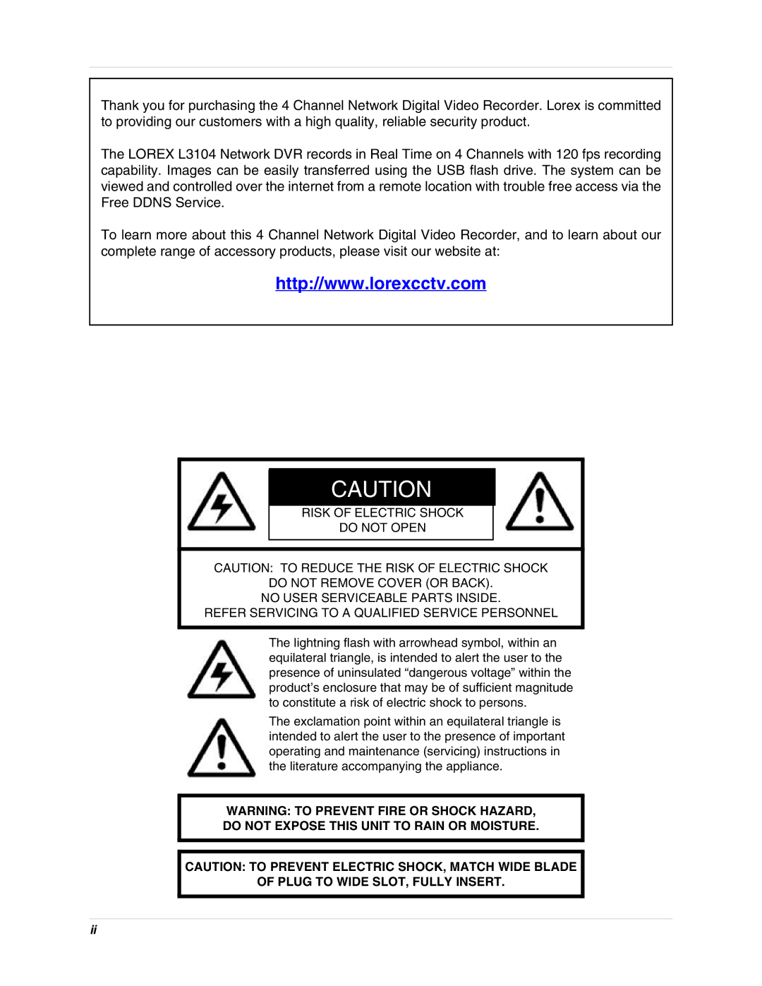 LOREX Technology L3104 instruction manual 