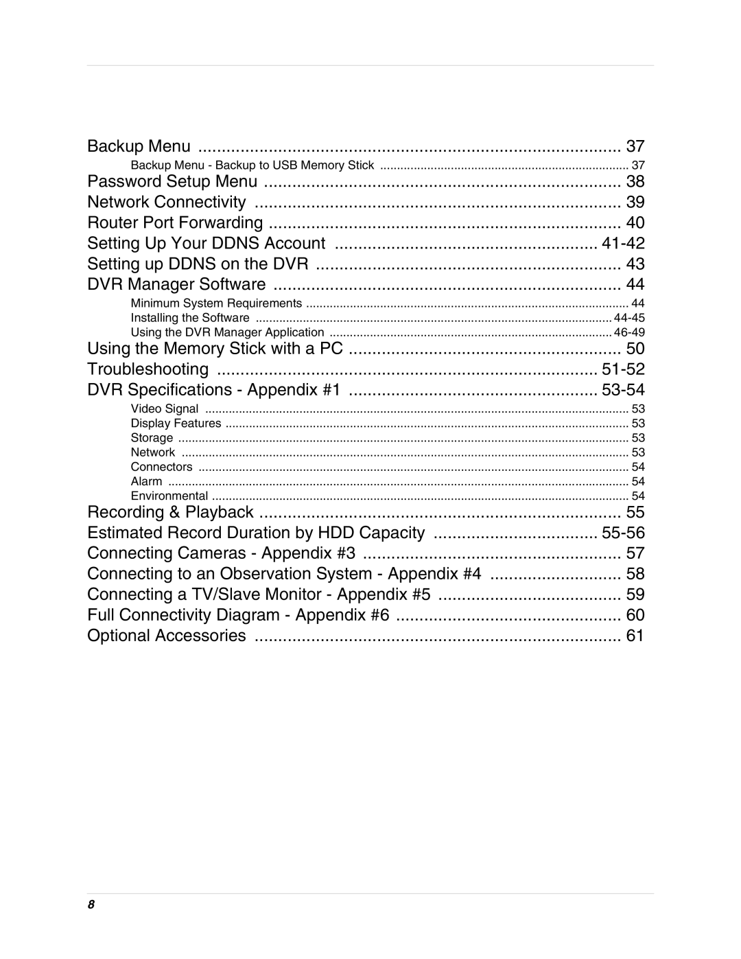 LOREX Technology L3104 instruction manual Setting Up Your Ddns Account, Troubleshooting, DVR Specifications Appendix #1 