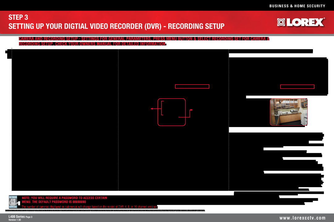 LOREX Technology L400 Setting Up Your Digtial Video Recorder Dvr - Recording Setup, Normal Recording, Alarm Recording 