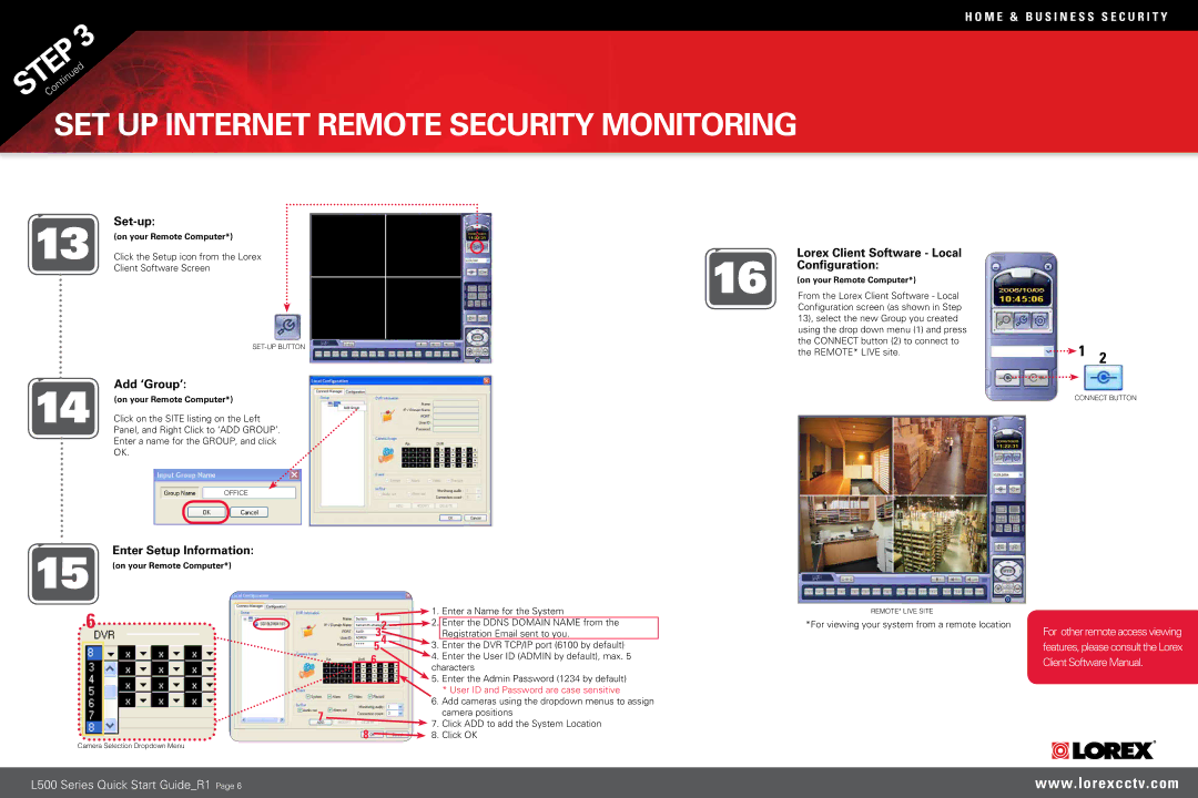 LOREX Technology L500 Series quick start Lorex Client Software Local Configuration, Click the Setup icon from the Lorex 