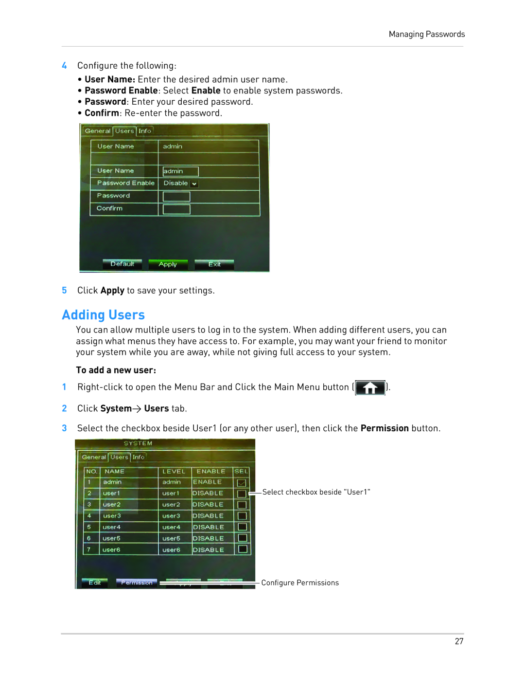 LOREX Technology LH010 ECO BLACKBOX SERIES instruction manual Adding Users, To add a new user 