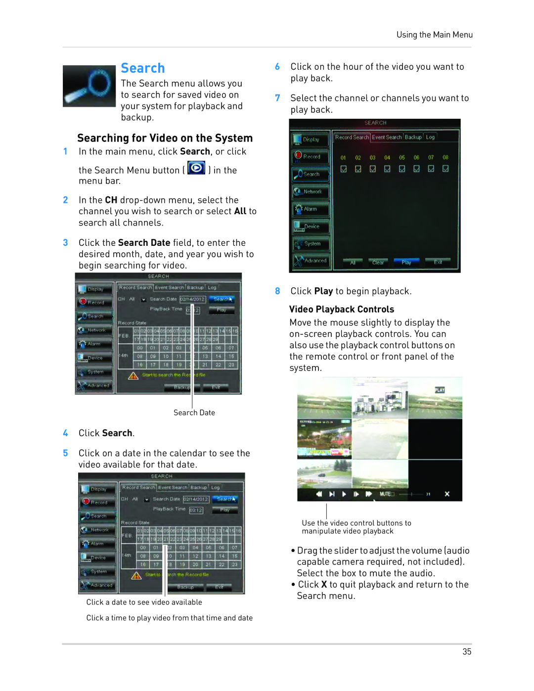 LOREX Technology LH010 ECO BLACKBOX SERIES Searching for Video on the System, Video Playback Controls 